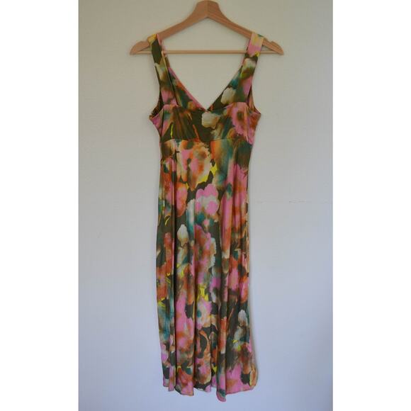 Rails Jacinda Dress Terra Floral Size Small Satin Midi Dress - Picture 7 of 9